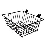 Corbeille fil métal époxy noir pour panneau rainuré L 35 x P 26,4 x H 13 cm