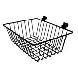 Corbeille fil métal époxy noir pour panneau rainuré L 35 x P 26,4 x H 13 cm