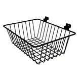 Corbeille fil métal époxy noir pour panneau rainuré L 35 x P 26,4 x H 13 cm