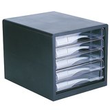 Organiseur de bureau - Module de classement A4 5 tiroirs noir / transparent - Blocs de classement