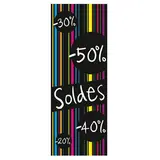 Affiche Soldes vintage flashi/noir 42 x 115 cm