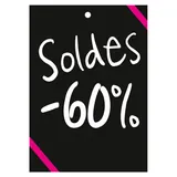Etiquette -60% noir/rose 60 x 85 mm - Etiquette soldes - Lot de 100