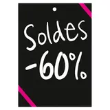 Etiquette -60% noir/rose 60 x 85 mm - Etiquette soldes - Lot de 100