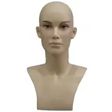 Tête mannequin femme avec torse H 42 cm Fibre de verre - Tête pour perruque, chapeau - Chair
