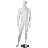 Mannequin homme, tête et cheveux sculptés, bras le long du corps