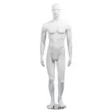 Mannequin homme, tête et cheveux sculptés H 186 cm Fibre de verre - Blanc mat