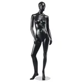 Mannequin femme, tête et cheveux sculptés H 177 cm Fibre de verre - Noir mat