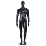 Mannequin homme, tête et cheveux sculptés H 184 cm Fibre de verre - Noir mat