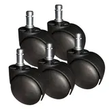 Roulettes universelles pour chaise bureau standard 11mm/50mm à clip – Lot de 5