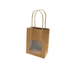 Sac kraft avec fenêtre et poignées torsadées, brun, 11 + 6 x 14 cm, paquet de 20