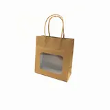 Sac kraft avec fenêtre et poignées torsadées, brun, 17,5 + 7,5 x 18,5 cm, paquet de 20