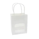 Sac kraft avec fenêtre et poignées torsadées, blanc, 11 + 6 x 14 cm, paquet de 20