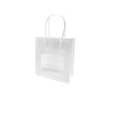 Sac kraft avec fenêtre et poignées torsadées, blanc, 17,5 + 7,5 x 18,5 cm, paquet de 20