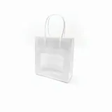 Sac kraft avec fenêtre et poignées torsadées, blanc, 17,5 + 7,5 x 18,5 cm, paquet de 20