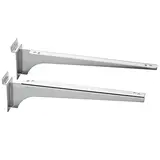 Console pour tablette bois ou verre en métal chromé pour panneau rainuré L 31 cm - Gris - La paire