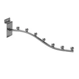 Bras incliné pour fond rainuré avec 7 boules L 27 cm métal chromé fil rond ø 8 mm - Spécial lingerie