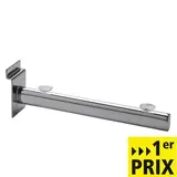 Bras droit avec ventouses pour tablette en métal chromé pour panneau rainuré L 30 cm - Gris
