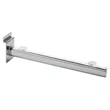 Bras droit avec ventouses pour tablette en métal chromé pour panneau rainuré L 30 cm - Gris