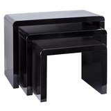 Tables gigognes noires laquées brillantes – Lot de 3 podiums d'exposition vitrine