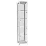 Vitrine verre trempé avec éclairage - Gris alu - L 40 x P 40 x H 198 cm