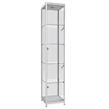 Vitrine verre trempé avec éclairage - Gris alu - L 40 x P 40 x H 198 cm