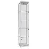 Vitrine verre trempé avec éclairage - Gris alu - L 40 x P 40 x H 198 cm