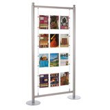 Présentoir porte-affiches sur câbles 12 x A4 – autoportant aluminium/acrylique