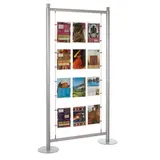 Présentoir porte-affiches sur câbles 12 x A4 – autoportant aluminium/acrylique