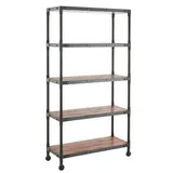 Étagère 5 tablettes métal sur roulettes 103 x 42 x 190 cm