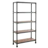 Étagère 5 tablettes métal sur roulettes 103 x 42 x 190 cm