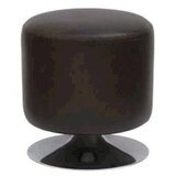 Pouf rond noir design retro ø 40,5 x H 39 cm sur piétement rond chromé