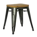 Tabouret métal bas assise bois