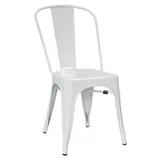 Chaise industrielle, chaise bistrot empilable en métal blanc laqué 43 x 46 x 85 cm 