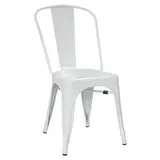 Chaise industrielle, chaise bistrot empilable en métal blanc laqué 43 x 46 x 85 cm 