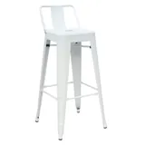 Tabouret haut en métal avec dossier blanc laqué 43,5 x 43,5 x 94 cm