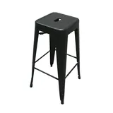 Tabouret de bar industriel empilable en métal noir H77cm – Assise avec passe-main