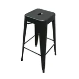 Tabouret de bar industriel empilable en métal noir H77cm – Assise avec passe-main