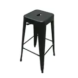 Tabouret de bar industriel empilable en métal noir H77cm – Assise avec passe-main