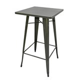 Mange-debout industriel carré métal Vernis Clair 60x60cm – Table haute CHR H105cm avec repose-pieds