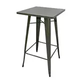 Mange-debout industriel carré métal Vernis Clair 60x60cm – Table haute CHR H105cm avec repose-pieds