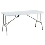 Table pliante portable plastique HDPE blanc 152 x 71 x 74 cm - Table pliable - Table de réception