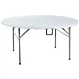Table ronde pliante portable plastique HDPE blanc ø 154 x H 74 cm - Table pliable ronde - Table de réception ronde