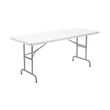 Table pliante portable plastique HDPE blanc 183 x 76 x 67 à 90,5 cm - Table pliable - Table de réception