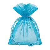 Pochette organza turquoise 12 x 17 cm - Paquet de 10