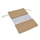 Pochette cadeau en lin brun à fenêtre transparente 15x20,5cm avec cordon - Lot de 10