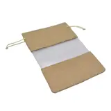 Pochette cadeau en lin brun à fenêtre transparente 15x20,5cm avec cordon - Lot de 10
