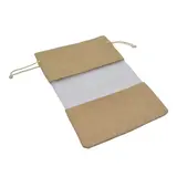 Pochette cadeau en lin brun à fenêtre transparente 15x20,5cm avec cordon - Lot de 10