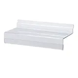 Tablette droite transparente pour panneau rainuré 25 x 10 x 4 cm - Tablette plexi - Lot de 10