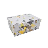 Boîte cadeau carton blanche motif papillons or / noir 18,5 x 12,5 x 7,5 cm - Boite cloche - Lot de 4