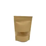 Sachet doypack avec fenêtre 250 ml 12 x 4 x 20 cm fermeture zip - Sachet stand up - Brun - Lot de 50